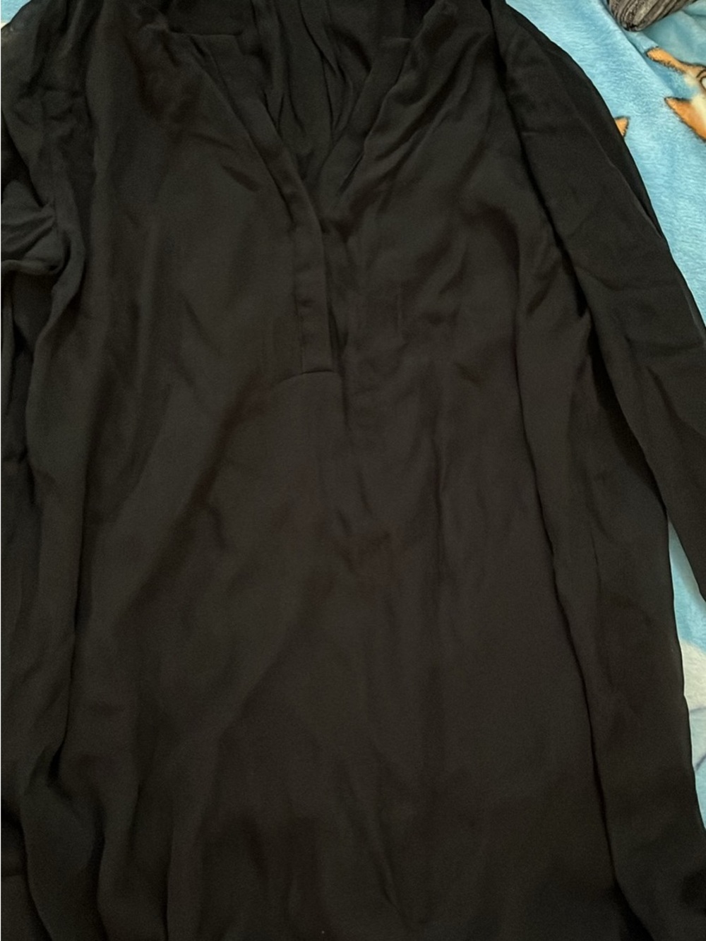 Vince Black V-Neck Long Sleeve Tunic Top